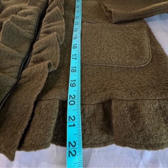 Wool Ruffle Cardigan Petites Small Olive Zipper LOFT Sweater Jacket - Picture 10 of 16